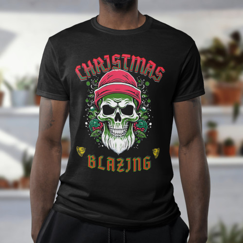 Blazing Hell: Fiery Christmas Skull Tee